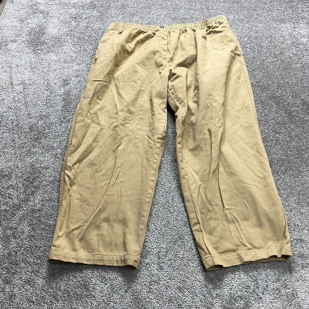 Woman Within Pants Womens Plus 28WP Classic Fit Brown Khaki Straight Slack 42x28
